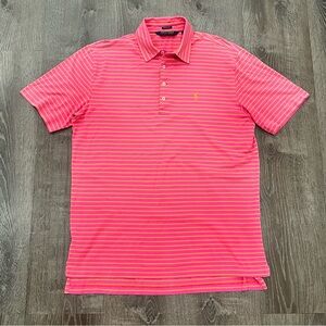 Polo Golf Ralph Lauren Pink and Orange Striped Polo Short Men’s Size Large Pony